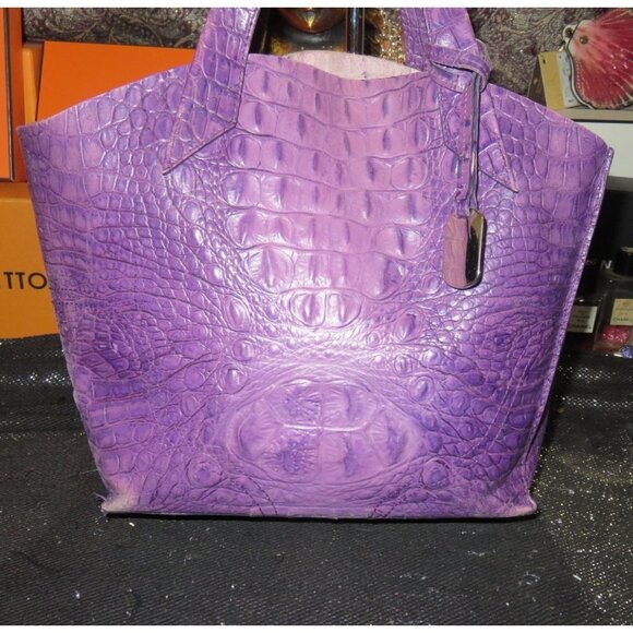 Furla Handbags - Furla Jucca Electric Plum Italian Croc Embossed Leather Satchel & zipper pouch